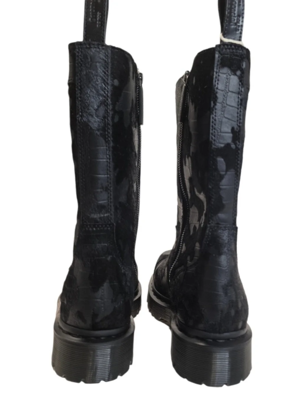 Brand-New Dr. Martens REJENA Hair On Croc Emboss Leather Black Women's Size 9